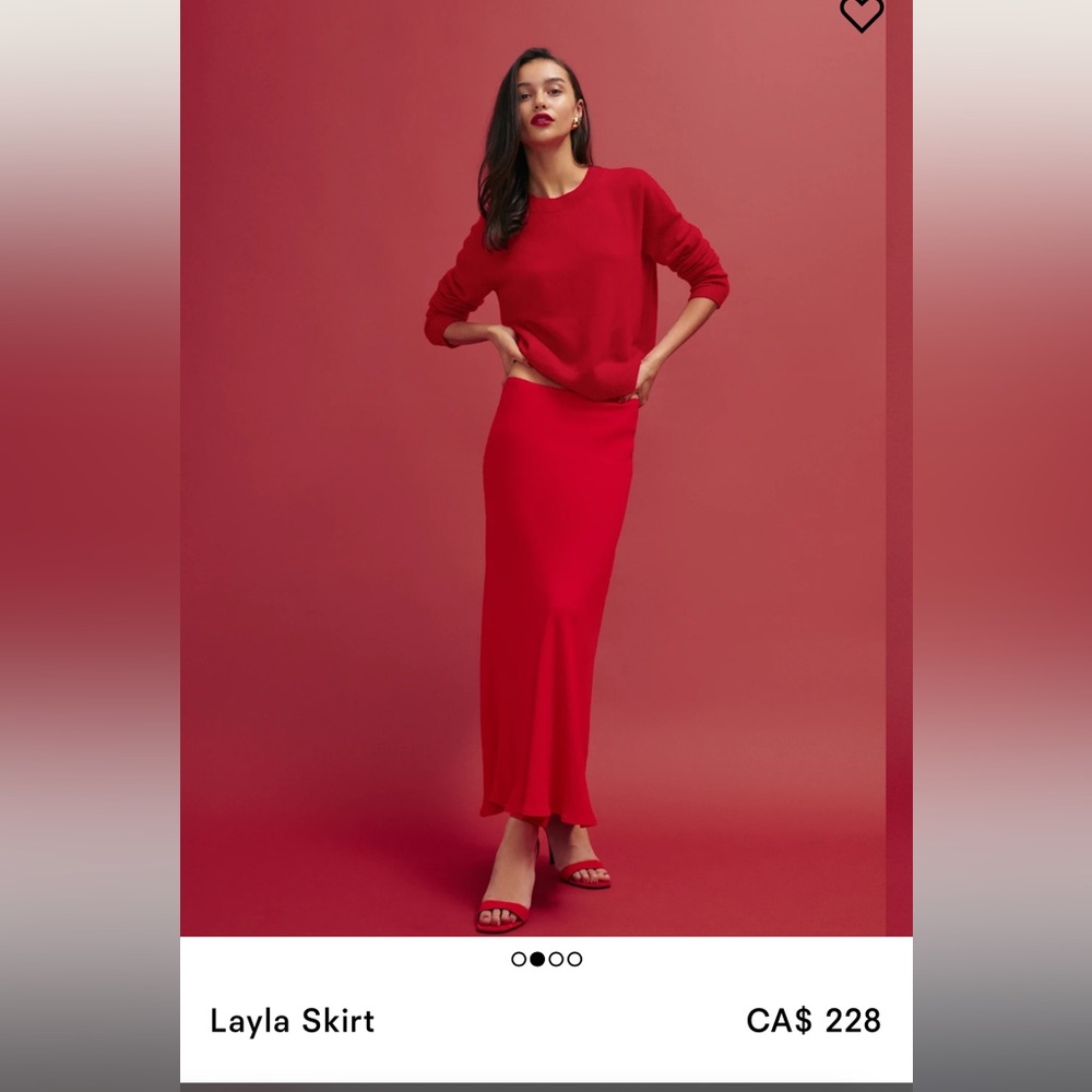Reformation Red Layla Midi Skirt